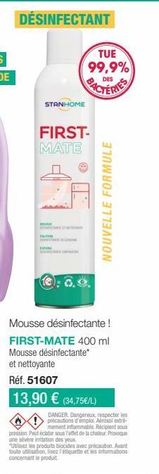 Nouvelle Formule! FIRST-MATE Désinfectant Mousse 400ml à 13,90€: Tue 99,9% des germes et bactéries! Expérience Nettoiement & Désinfection avec Detowee Stanhome Patr!