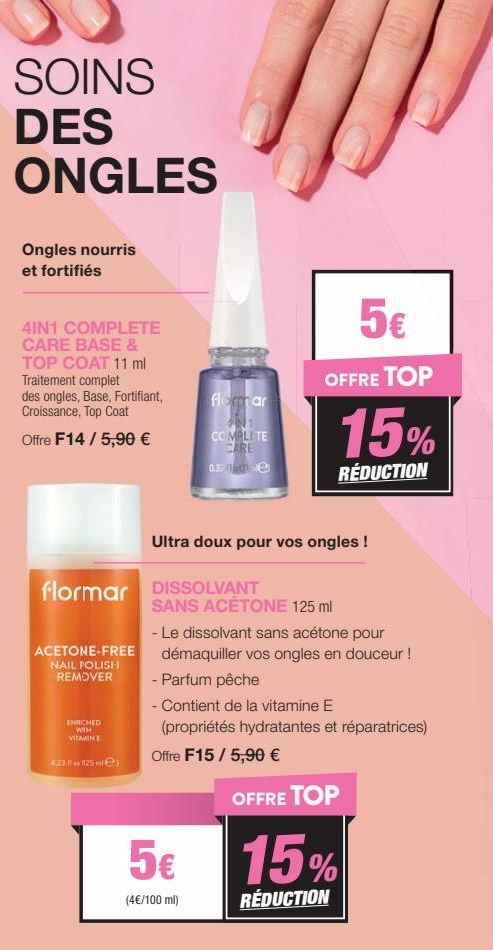 4IN1 Complete Care Base & Top Coat: Traitement Complet des Ongles, Acétone-Free NAIL P, Promo: F14/5,90€