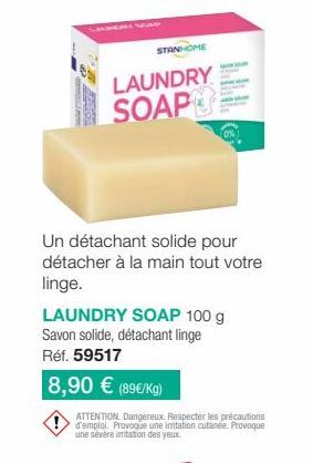 SARAND ARRA Sperry STANHOME Laundry Soap: Savon de Teinturerie Solide pour les mains - Réf. 59517 - 8,90 € (89€/kg)!