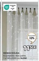 Rideau Polyester CENO Yix avec Pattes - 32% de Réduction 1150€ - Dimensions: 1x1140 x H245 cm - 16,99€