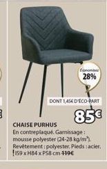 Chaise Purhus: Économisez 28% - Polyester, Mousse, Acier, 159xH84xPS8 cm - 85€ (avec Eco-Part 1,45E).
