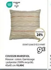 housse de coussin marsfiol 45x45 cm - coton/polyester 100% recyclé - économisez 24% - 11,99€, 0,064 d'eco-part inclus!