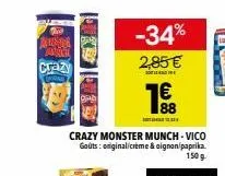 tre jamesona pa janu - crazy monster munch-vico, 3 goûts, 150 g, -34%, 1€ 88.
