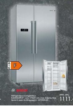 Refrigerateur Side by Side KANVSVIFP, F* inox de 17991 cm, avec Antfingerprint et promo 1079009-00.