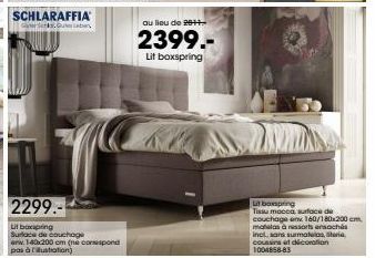 Lit Boxspring SCHLARAFFIA Gerk.Gabr à 2399.- | 160/180x200cm | Matelas + Ressorts Inclus