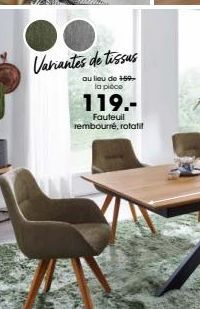 Fauteuil Rembourré Rotatif, Variante Tissu à 119.- : Promo +59!