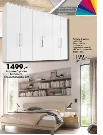 armoire à portes battantes blanc polaire pour 1199 eur - 302x223x62 cm.