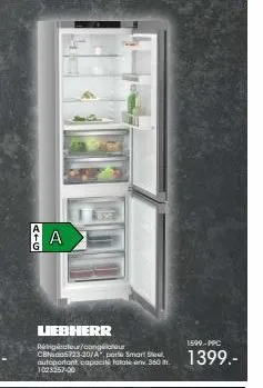 profitez de la promo liebherr réfrigérateur/congélateur smart s autoporté - capacité totale 360l - 1023257-00!