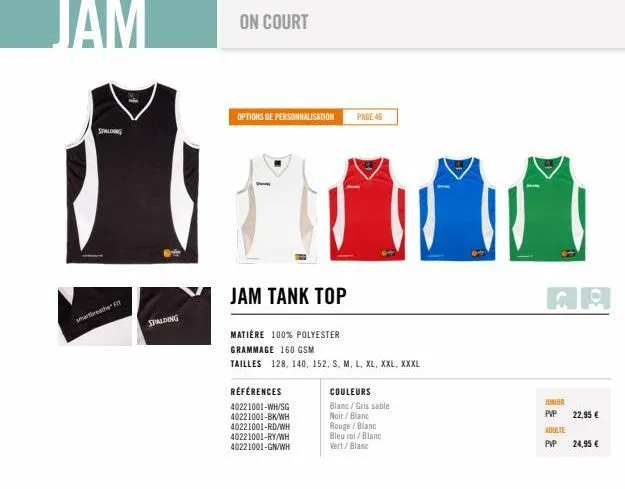 personnalisez votre jam tank top - grammage 160 gsm et tailles 128-xxxl-références 402!