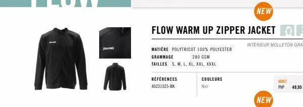 chauffez-vous avec le galing new flow warm up zipper jacket - noir - pvp 49.95€