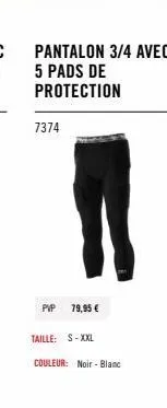 pantalon de protection 3/4 avec 5 pads - noir/blanc - s-xxl - 79,95 €  - promo 7374