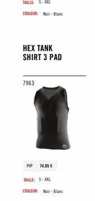 hex tank shirt 3 pad 7963 - noir/blanc - de s à xxl - 74,95€