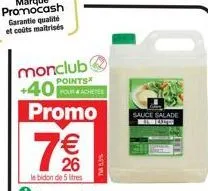 promo spéciale : bidon de 5 l + 26 pochettes de sauce salade wester à monclub +40 à prix réduit de 7% !