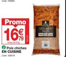 Promo 16% : Sac de 5kg Pois Chiches G Légumes Secs 6NG 101 - Code: 836518