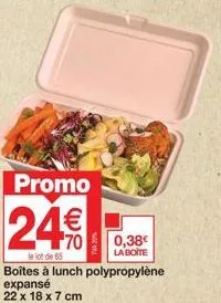 promo  24%  le lot de 65  0,38€  la boite 