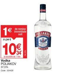 Offre Spéciale: Vodka POLIAKOV 37,5% TWA 20% + 10% de remise immédiate!