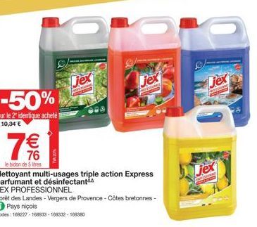 Économisez 50% sur le Nettoyant Multi-Usages JEX JEX PROFESSIONNEL - Bidon de 5L - Triple Action Express!