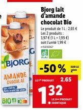 50% de Réduction sur le Lait d'Amande Chocolat Bio Bjorg de 1L à 1.99€!