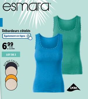 2 Débardeurs Esmara Côtelés à 6.99€ - Tissu Lycra Extensible et Résistant!