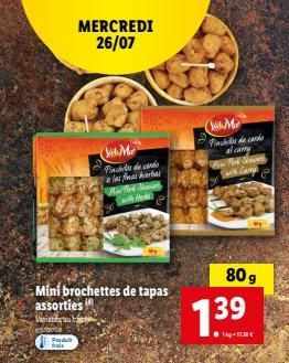 MERCREDI Promo: Mini Brochettes de Tapas Assorties - Varietés Chepin, Cando Lafs Herbas & Cards - 80g, 1.39€!