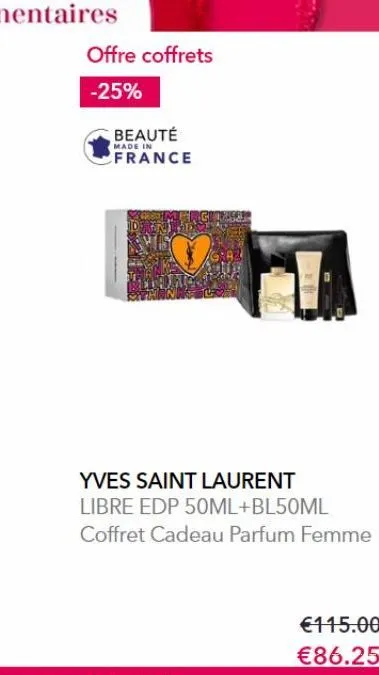 coffret cadeau ysl libre femme -25% : edp 50ml + bl50ml - €86.25