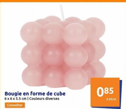 Cube de Couleurs - Bougies diverses - 6x6x5.5 cm - 0.85/st - Consulter 085