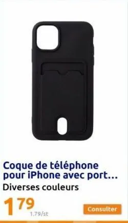 offre spéciale : coque de téléphone pour iphone avec port diverses couleurs à 1,79€ ! consultez!