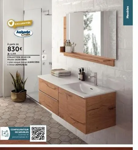 meuble + plan vasque design + miroir ny | crina exclusivité à partir de 830€ avec 1,30€/mois | collection en 60 cm | configurez le vôtre!