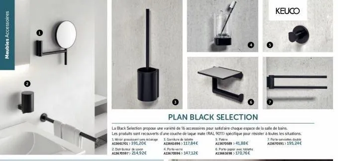 meubles plan black selection : 16 accessoires pour votre salle de bains à prix spécial avec une couche de protection!