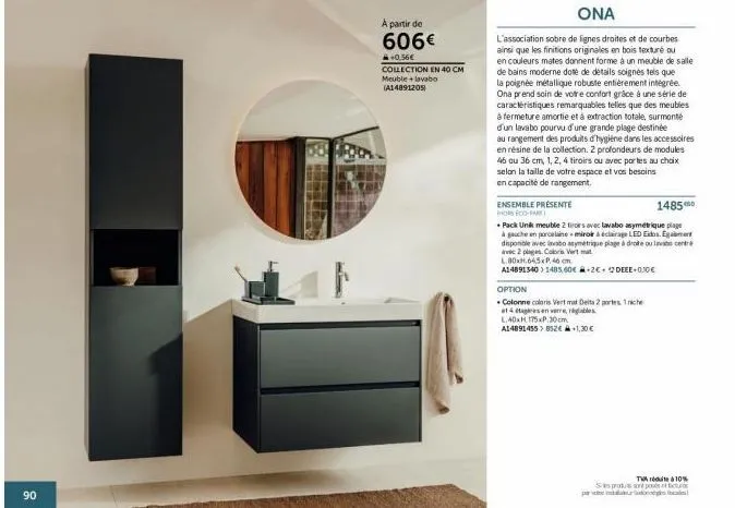 meuble-lavabo ona en 40cm : associez lignes droites, courbes et finitions originales à partir de 606€ +0.56€!