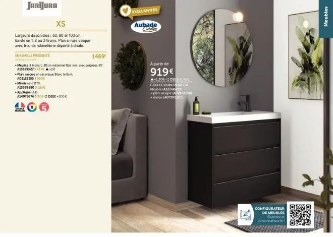 promo - ensemble meuble 3 tiroirs mélaminé noir l. 80cm au prix de 1469€!