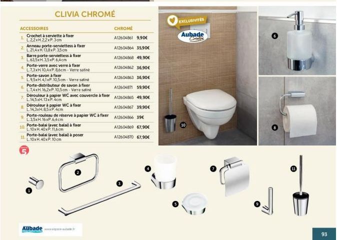 Promo: Accessoires Clivia Chromés - Crochet et Anneau Serviettes à Fixer