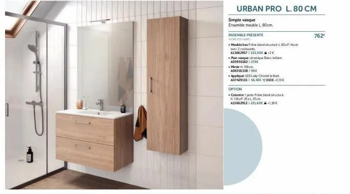 promo : ensemble meuble et plan vasque eco-wit l 80cm - urban pro.