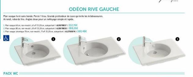 Vasque ODÉON RIVE GAUCHE: Profondeur Pratique, Rebords fins, Angles doux. Sans Bonde et Prête à Installer!