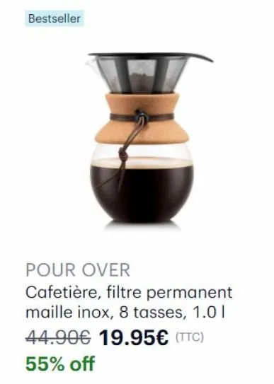 cafetière à filtre permanent inox, 8 tasses - 55% off - 19.95€!