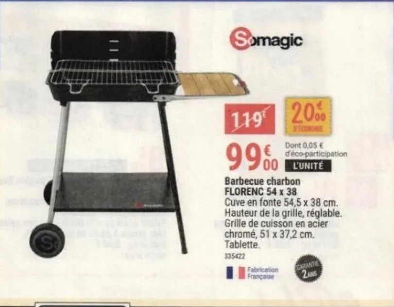 barbecue charbon florenc 54 x 38