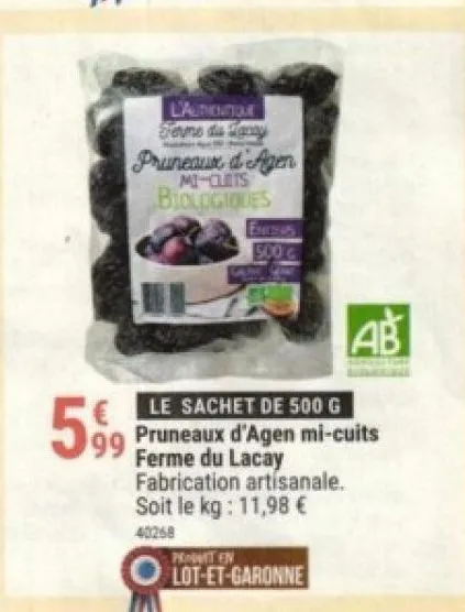 pruneaux d`agen mi-cuits ferme du lacay