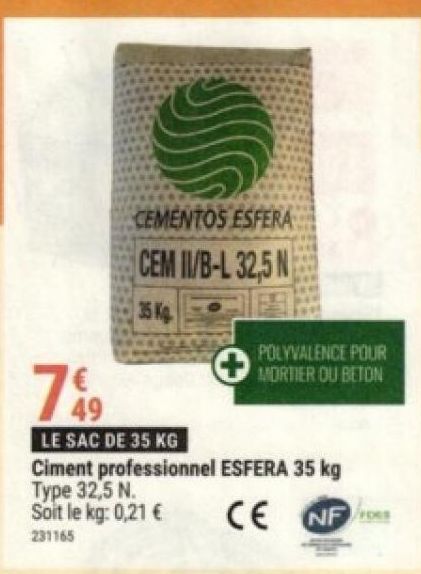 ciment professionnel ESFERA 35 kg