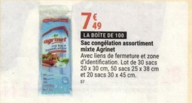 Sac congélation assortiment mixte Agrinet