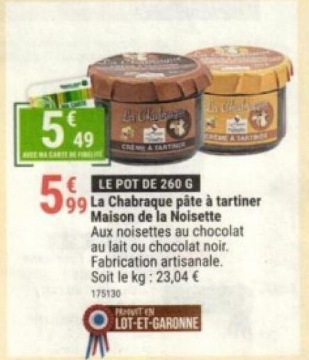 La Chabraque pâté a tartiner Maison de la Noisette