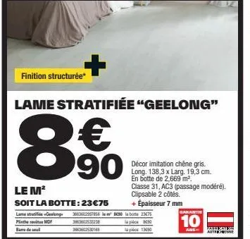 lame stratifié geelong: €90 le m² ou € 23,75 la botte