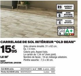 Promo Old Bean: Carrelage de Sol Intérieur Gris Bois,15%,8033701025713²,1,54m².
