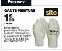 gants de peinture polyester-polyurethane taille l en388-en420, €90 | 1 paire | protection contre les éclaboussures | ref. 3663602552635