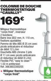 L'Essentiel du Luxe : Colonne de Douche Thermostatique CAVALLY 169€ ! Mitigeur, Inverseur, Barre Inox, Pomme de Tête ABS.