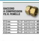 Raccords à compression P.E.R. femelle pour toutes vos installations: 12x17, 15x21, 20x27 et 2027.