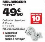 Mélangeur ETEL: 49% Cartouche Céramique 0.25mm, H.15.9cm, GARANTIE 10, + Mousseur Silicone Facile à Nettoyer.