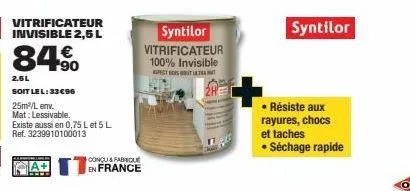 nouveau : syntilor vitrificateur 100% invisible peste butt - 2,5l à 33€96 - 25m²/l - lessivable - rénovation facile