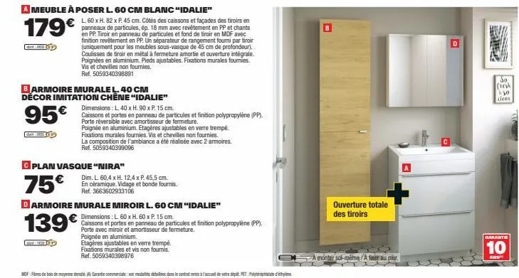 idalie : meuble à poser et armoire murale - - promo -2100€ ! l60xh82xp45cm