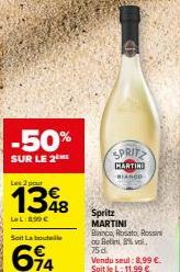 Promo: Spritz MARTINI Bianco à -50%, soit 6,94€ la bouteille (8,99€ seul/11,99€ leL)! 8%vol, 75d. Achète maintenant!