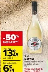 promo: spritz martini bianco à -50%, soit 6,94€ la bouteille (8,99€ seul/11,99€ lel)! 8%vol, 75d. achète maintenant!
